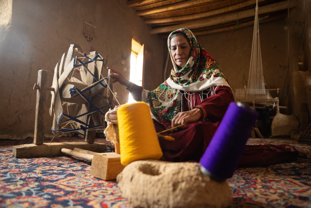 Women carpet weaving